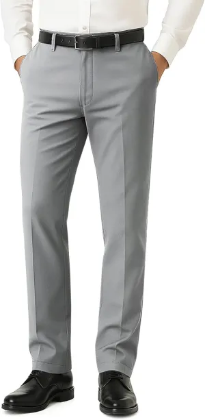 Heyfanee Men's Dress Pants Slim Fit Stretch Expandable Waist Flat Front Chinos Pants for Men