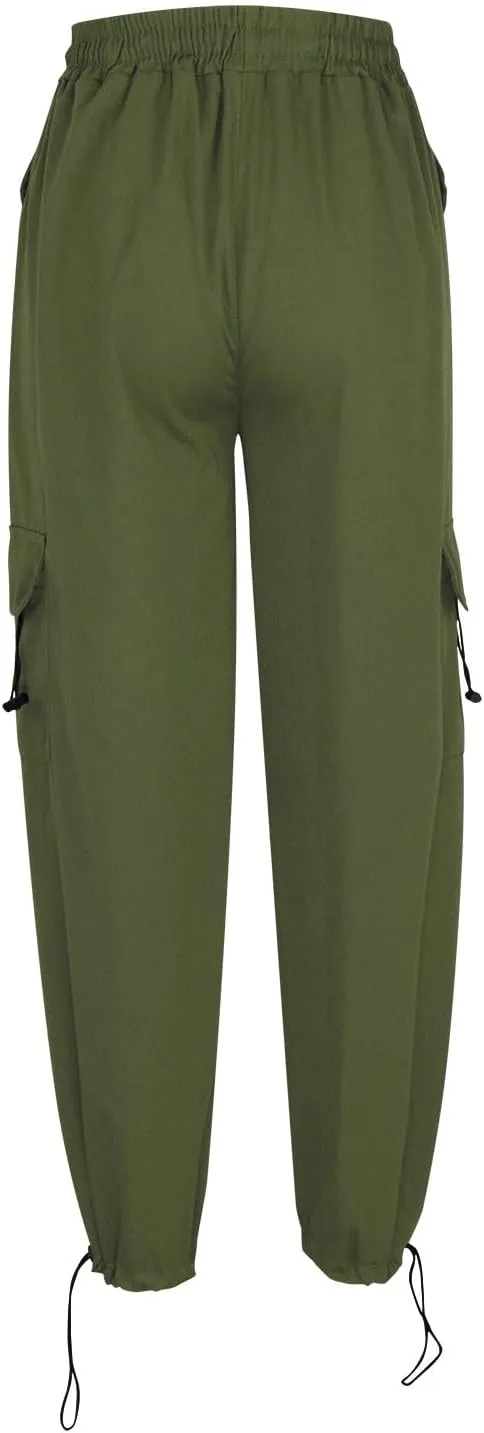 High Waist Cargo Pants for Women Elastic Waist Sweatpants Quick Dry Lightweight Trousers Drawstring Adjustable Jogger