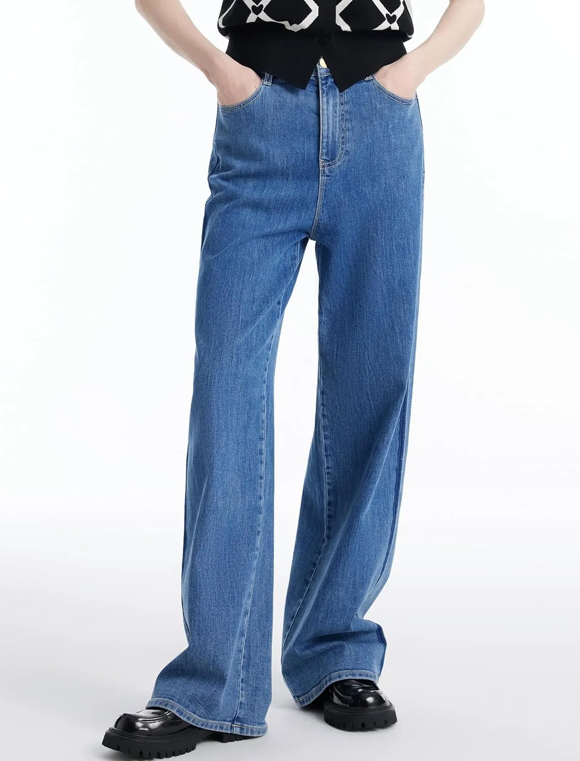 High Waisted Pants for Women Trendy Wide Leg Boyfriends Baggy Jeans y2k with Pockets