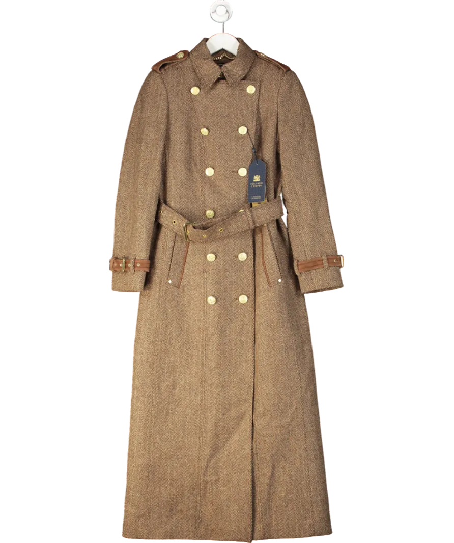 Holland Cooper Brown Malborough Full Length Trench Coat UK 8