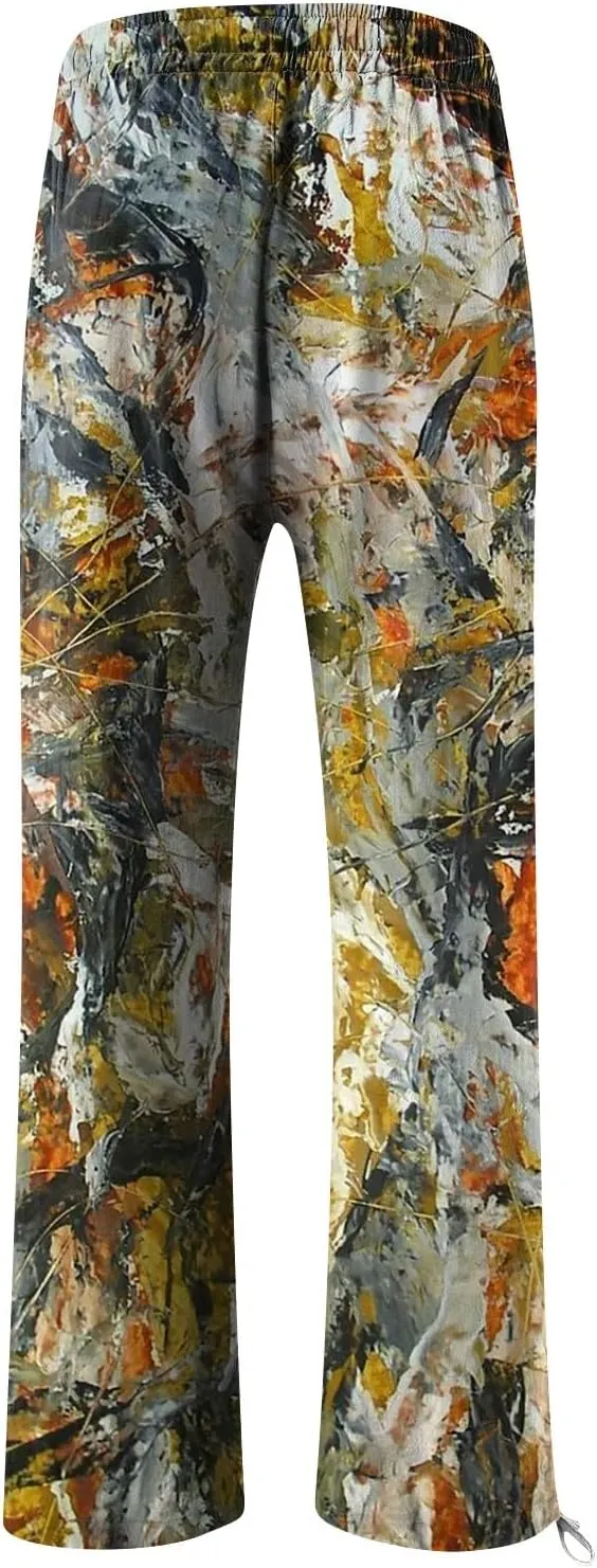 HXHYQKP Women Cotton Linen Palazzo Pants Summer Wide Leg High Waist Lounge Flowy Adjustable Pant Trousers with Pockets 2024