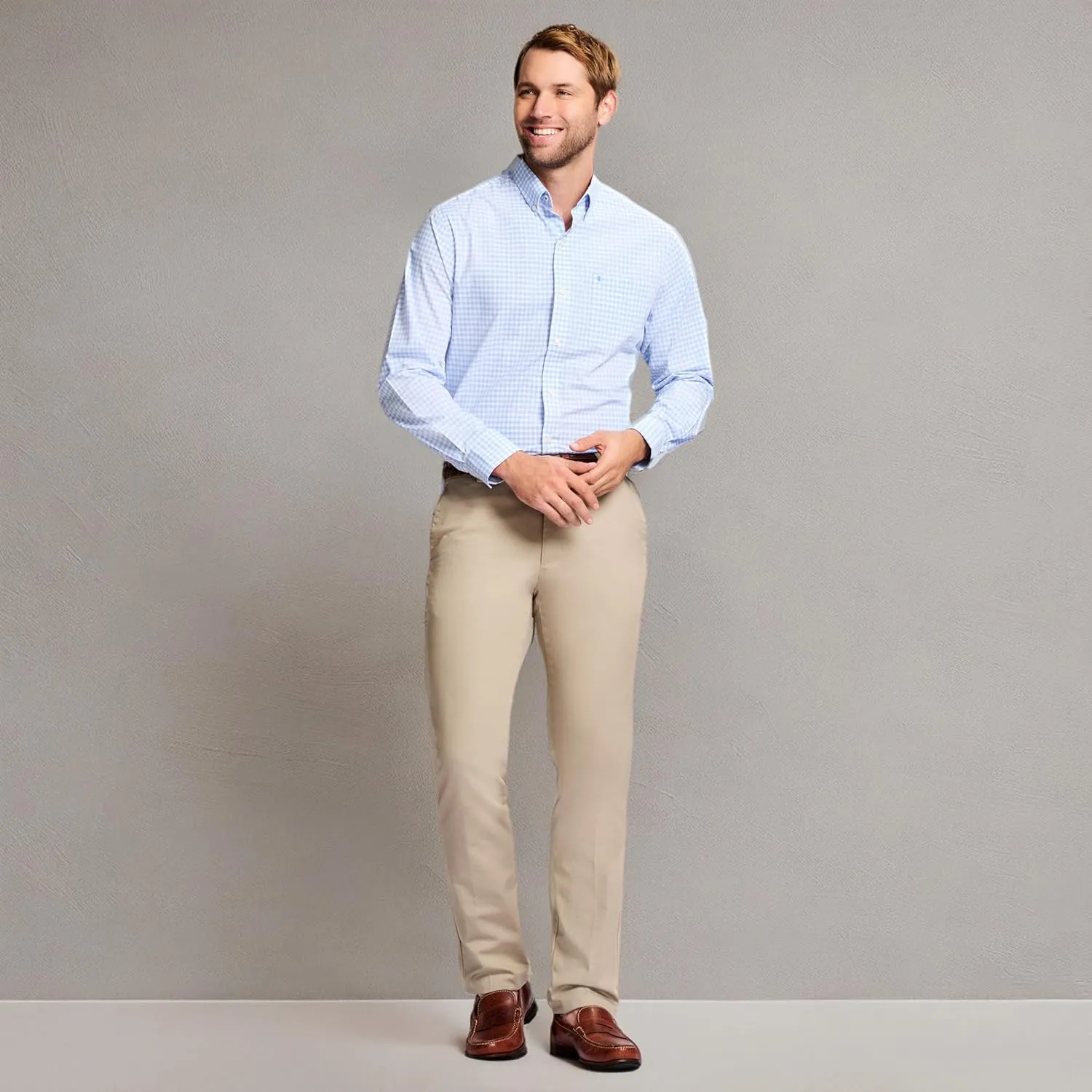 IZOD Men's American Chino Flat Front Straight Fit Pant