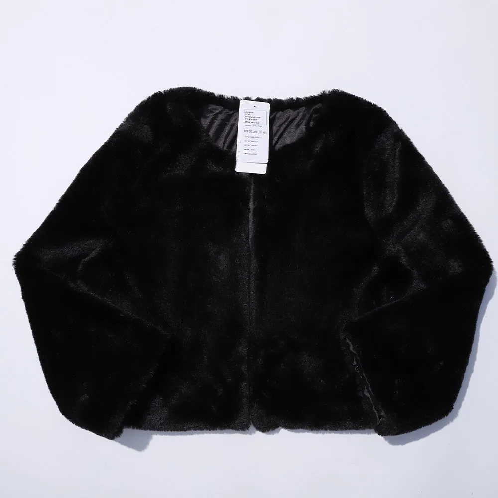 JAKAWIN Women Faux Fur Long Sleeve Shaggy Coat Winter Warm