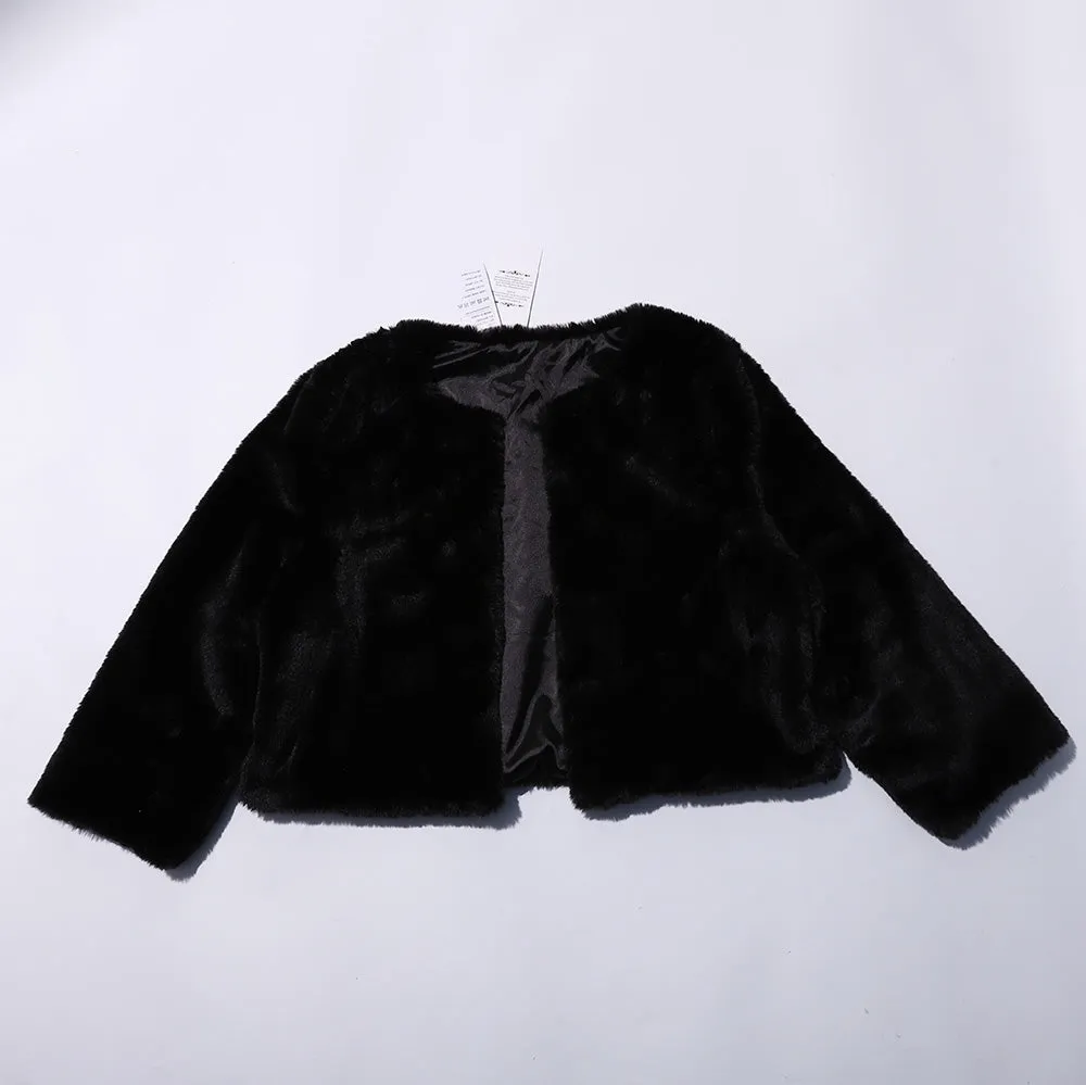 JAKAWIN Women Faux Fur Long Sleeve Shaggy Coat Winter Warm