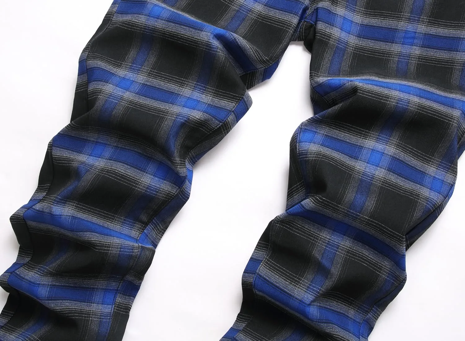 JE&NS Men's Stretch Slim Fit Flat-Front Casual Skinny Chinos Plaid Dress Pants