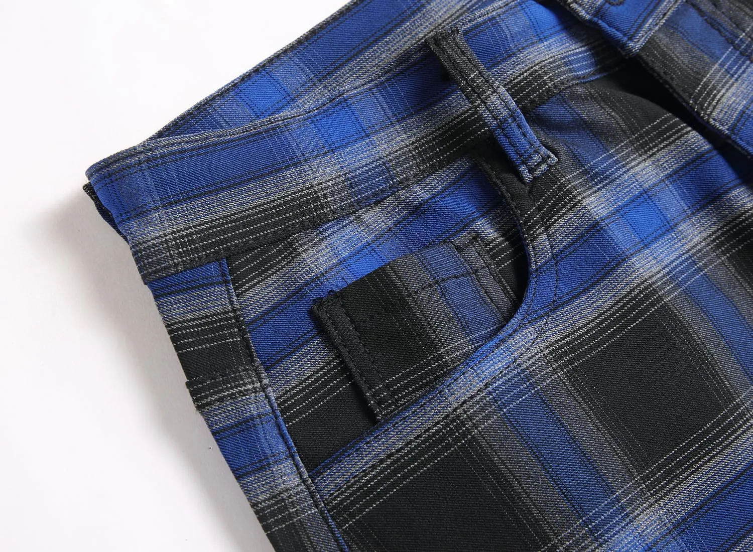 JE&NS Men's Stretch Slim Fit Flat-Front Casual Skinny Chinos Plaid Dress Pants