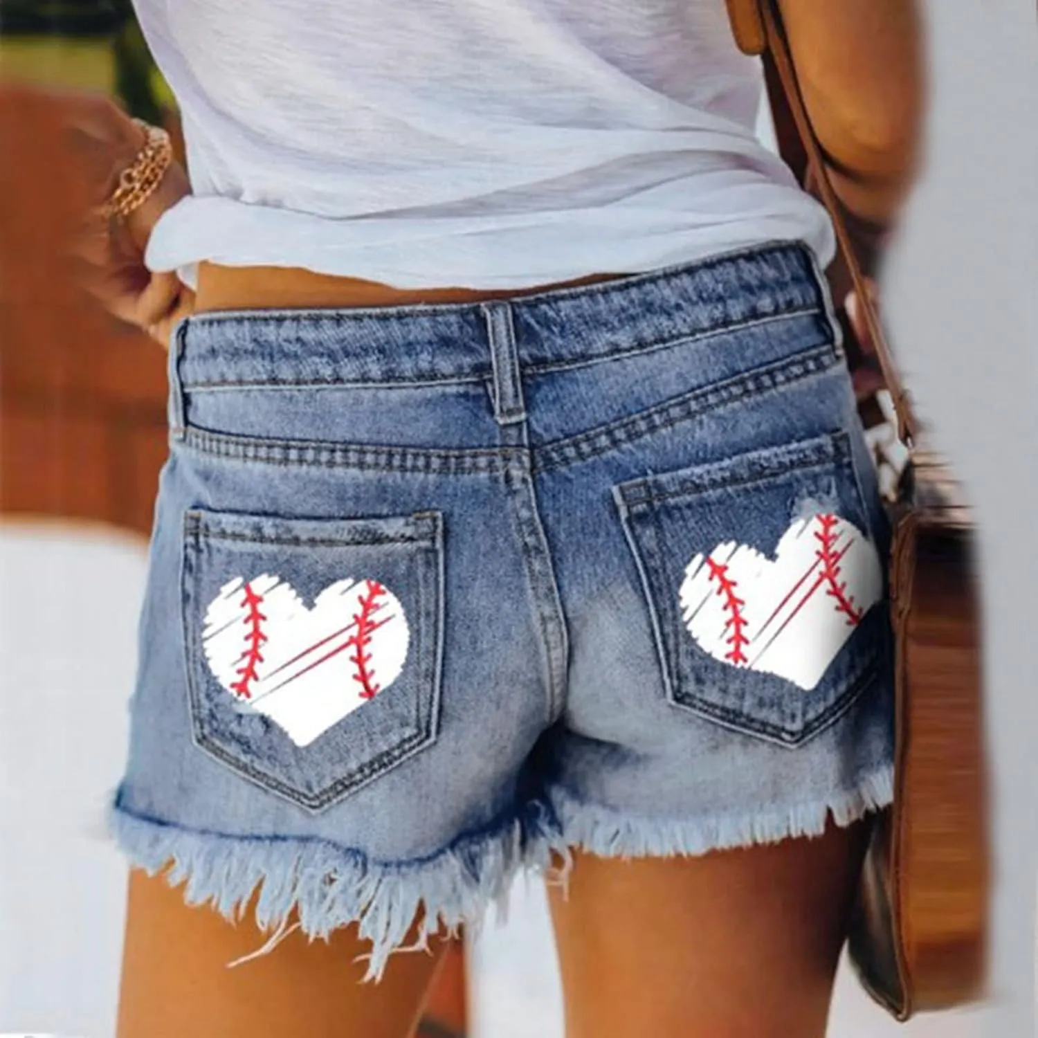 Jean Shorts Womens High Waisted Ripped Denim Shorts Summer Button Fly Frayed Raw Hem 5 Inch Denim Jorts with Pockets