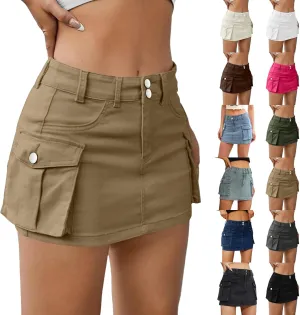Jeans Skirts for Women Denim Cargo Mini Skirt Y2K Sexy Bodycon Tummy Control Casual Y2K Low Rise Jeans Pencil Mini Skirt