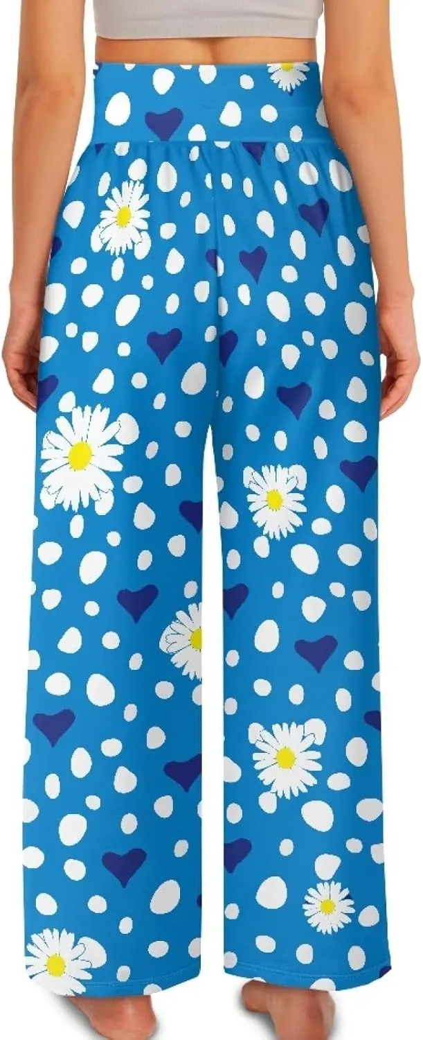 JEOCODY Women's Casual Wide Leg Pants Elastic Waist Loose Lounge Pants with Pockets Size S-3XL