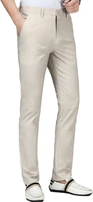 JEShifangjiusu Men's Classic Fit Flat Front Pant Stretch Solid Chino Deck Pant Dress Pants Casual Slim Fit Business Trousers