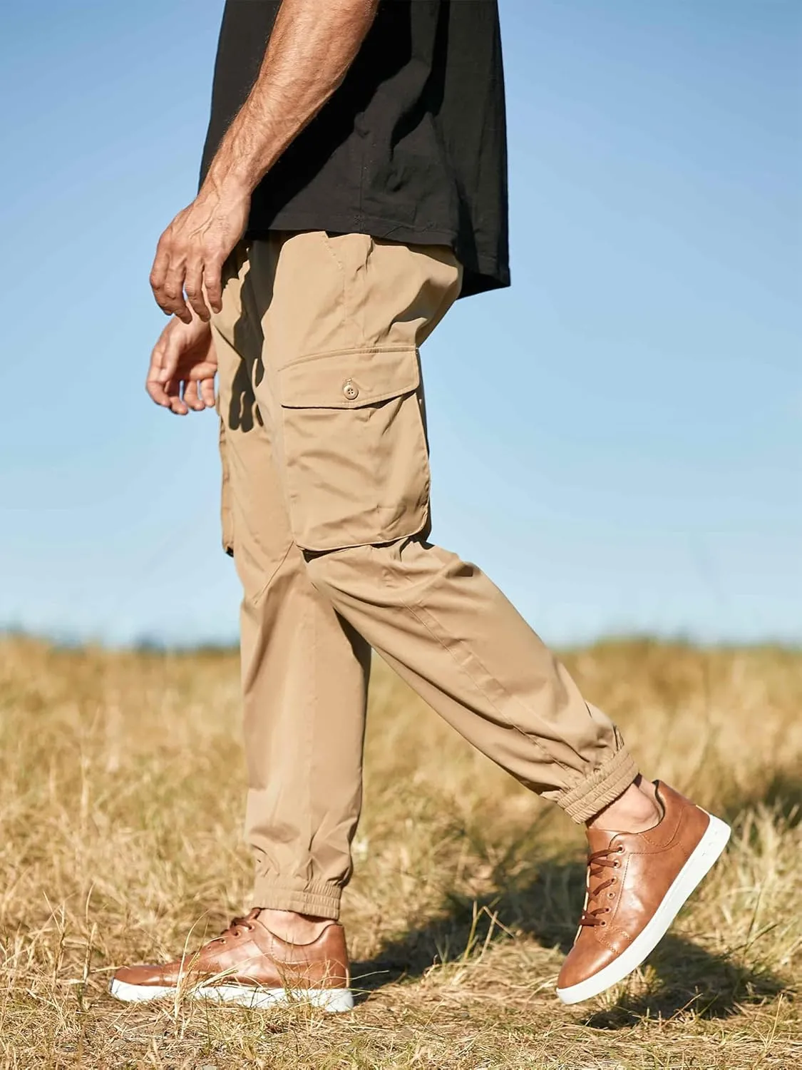 JMIERR Men's Casual Cargo Joggers Pants Stretch Elastic Waist Drawstring Tapered Sweatpants with Pockets