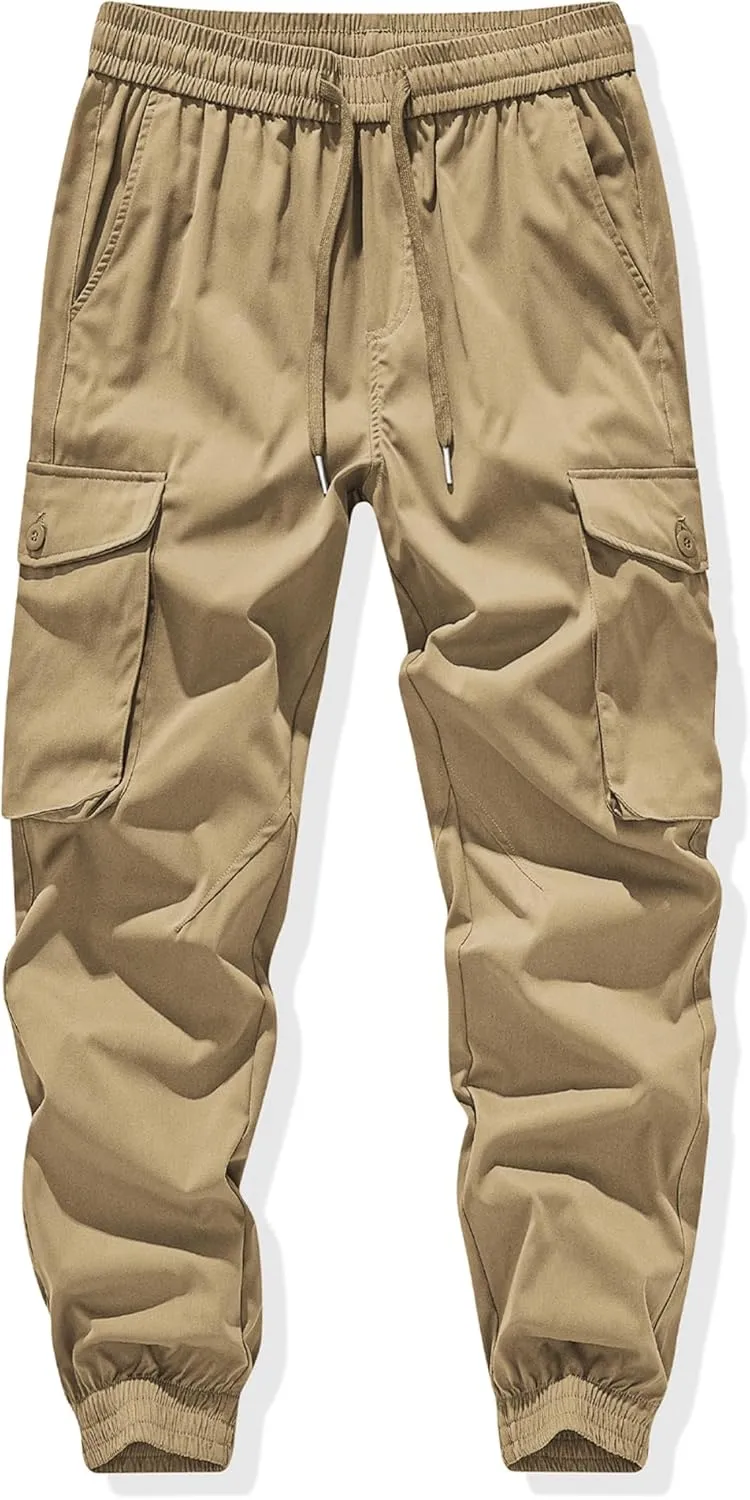 JMIERR Men's Casual Cargo Joggers Pants Stretch Elastic Waist Drawstring Tapered Sweatpants with Pockets