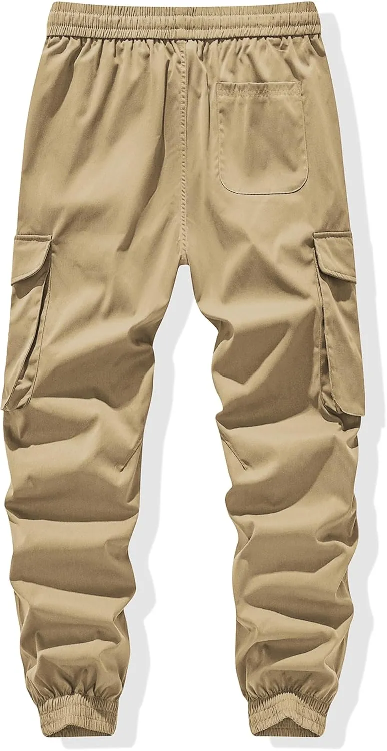 JMIERR Men's Casual Cargo Joggers Pants Stretch Elastic Waist Drawstring Tapered Sweatpants with Pockets