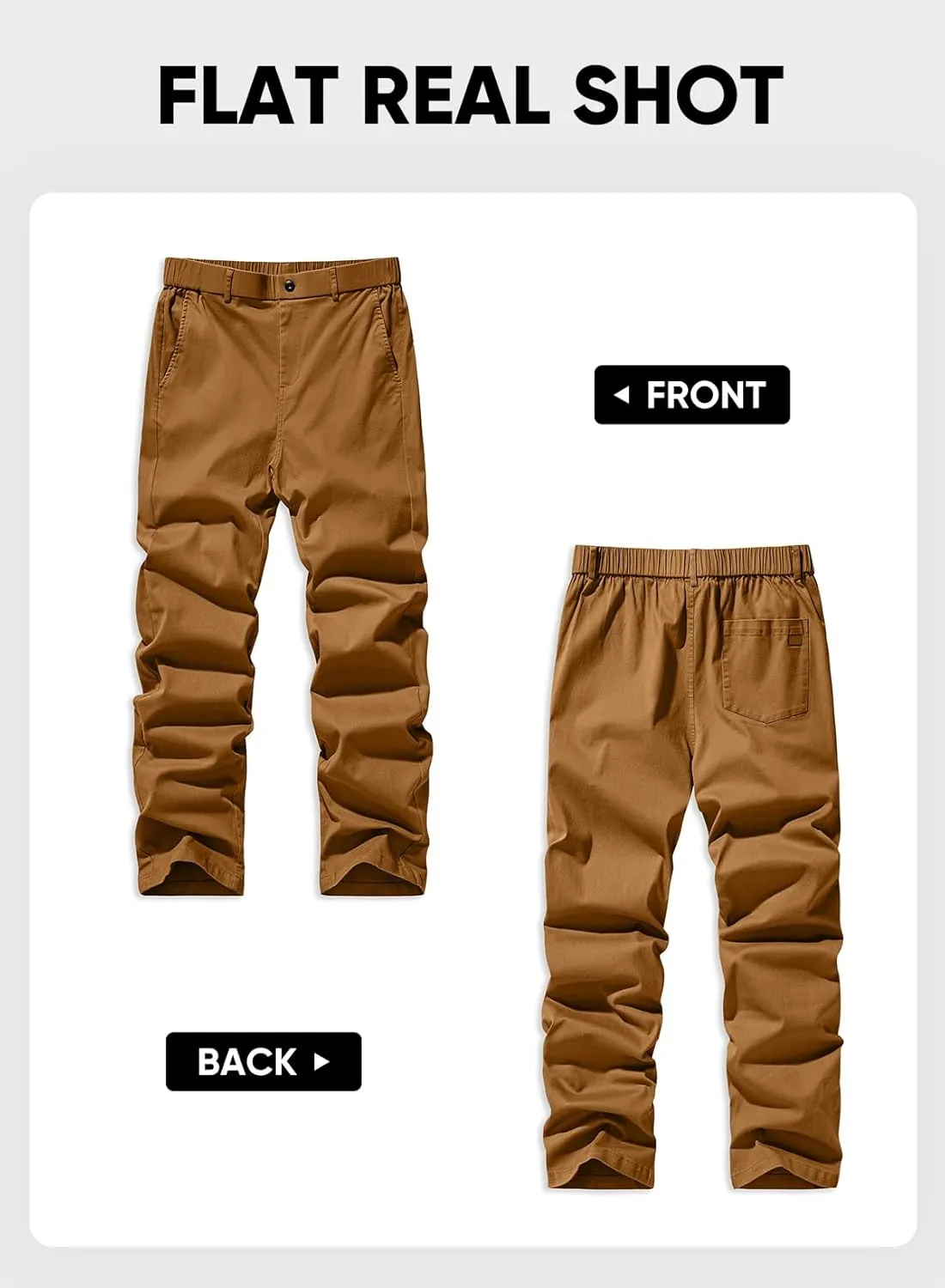 JMIERR Men's Chino Pants Casual Stretch Waist Tapered Trousers with Pockets