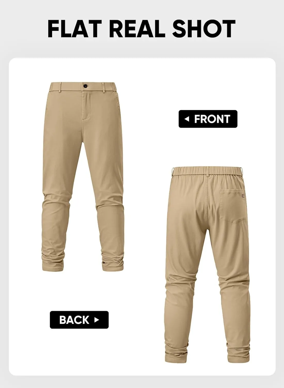 JMIERR Men's Chino Pants Casual Stretch Waist Tapered Trousers with Pockets