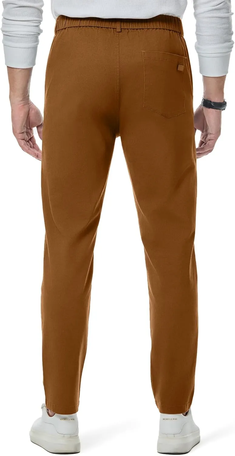 JMIERR Men's Chino Pants Casual Stretch Waist Tapered Trousers with Pockets