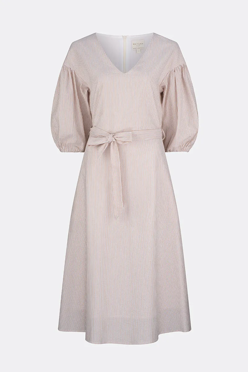 Johanna Stripe Cotton Dress Cafe