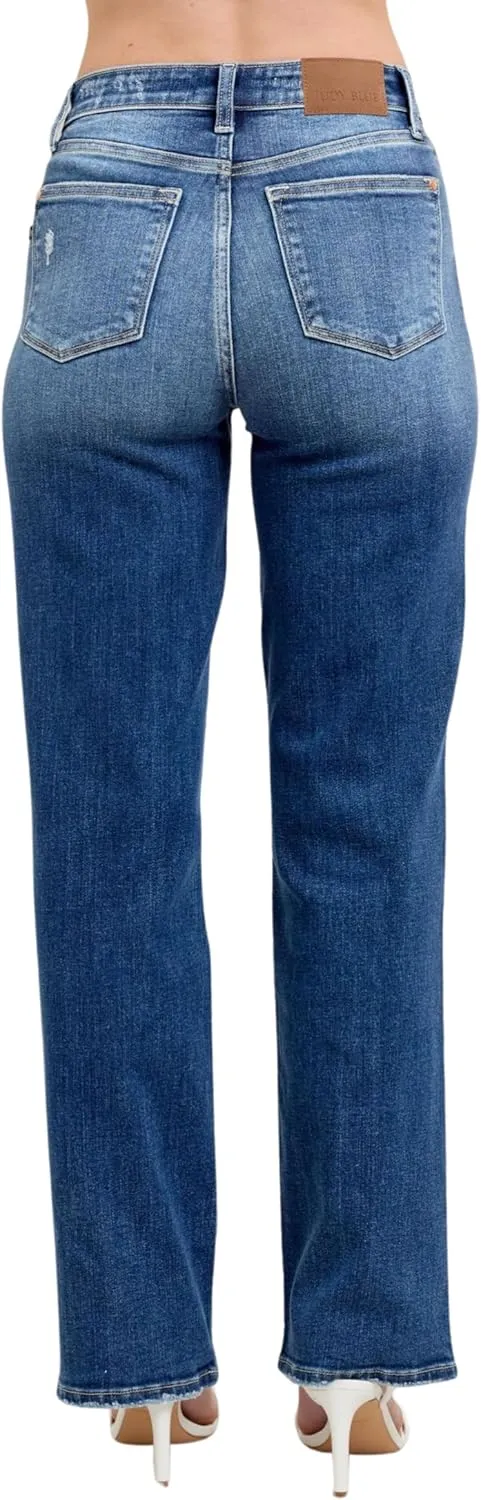 Judy Blue High Waist Dark Wash 90's Straight Leg, Inseam 32"