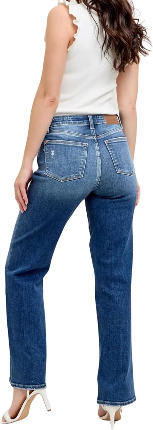 Judy Blue High Waist Dark Wash 90's Straight Leg, Inseam 32"