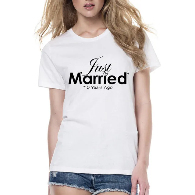 Just Married 10 Years Ago Matching Couple Tees