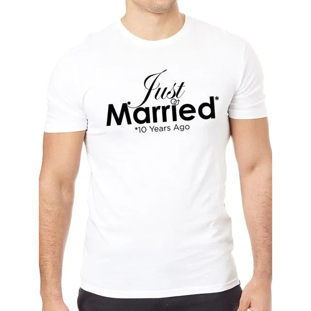 Just Married 10 Years Ago Matching Couple Tees
