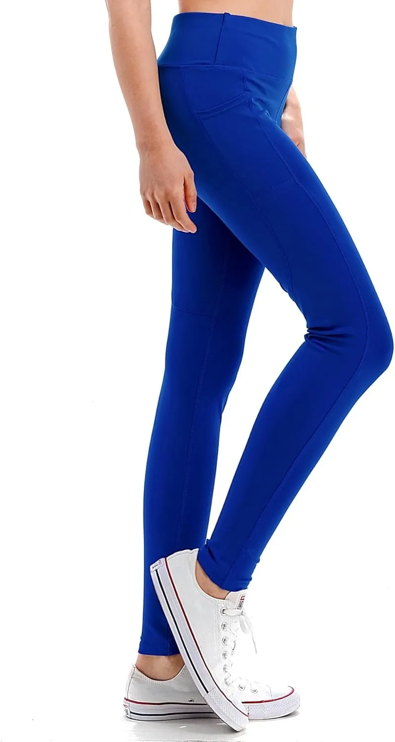 Jvini Women's High Waist Sporty Leggings with Tech Pockets - Striped Sport Yoga Workout Tight Pants