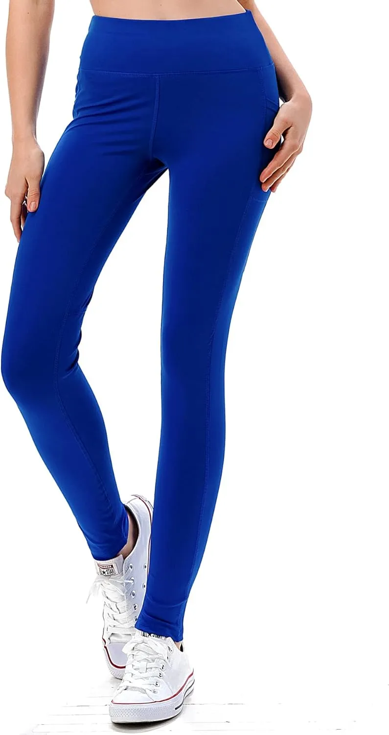 Jvini Women's High Waist Sporty Leggings with Tech Pockets - Striped Sport Yoga Workout Tight Pants