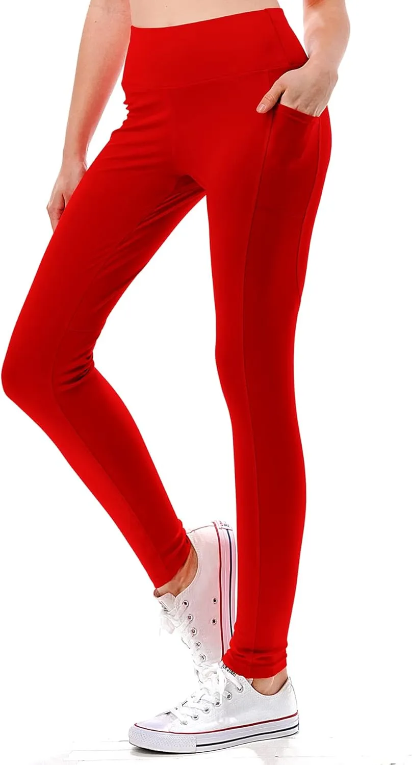 Jvini Women's High Waist Sporty Leggings with Tech Pockets - Striped Sport Yoga Workout Tight Pants