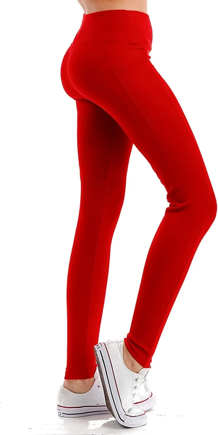 Jvini Women's High Waist Sporty Leggings with Tech Pockets - Striped Sport Yoga Workout Tight Pants