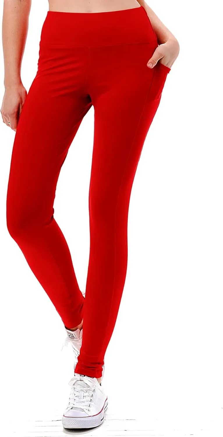 Jvini Women's High Waist Sporty Leggings with Tech Pockets - Striped Sport Yoga Workout Tight Pants