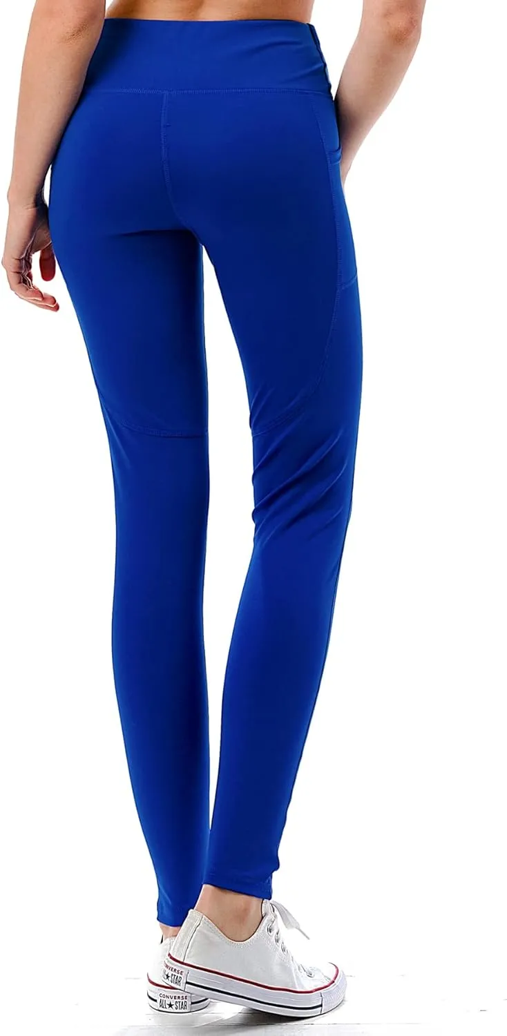 Jvini Women's High Waist Sporty Leggings with Tech Pockets - Striped Sport Yoga Workout Tight Pants