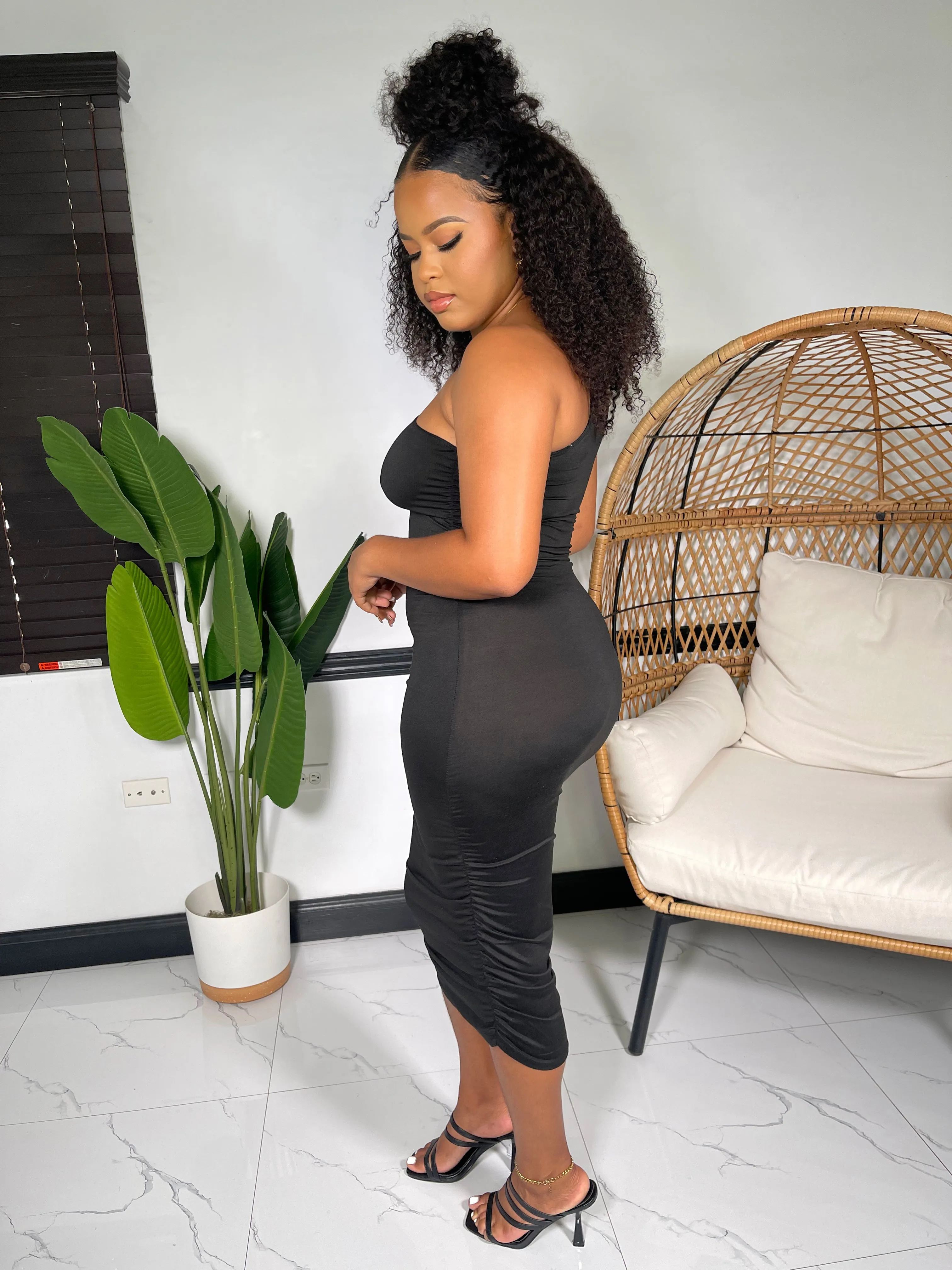 Kallan Midi Bodycon Dress-Black