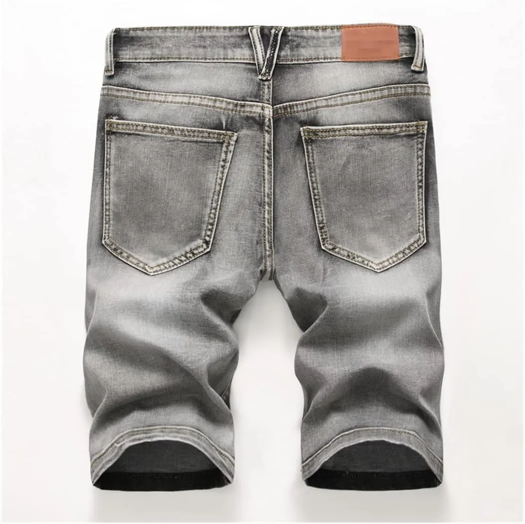 KEHAIOO Summer Men's Stretch Jeans Short Casual Slim Fit Bermuda Cotton Denim Shorts Clothes