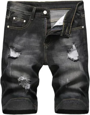 KEHAIOO Summer Men's Stretch Jeans Short Casual Slim Fit Bermuda Cotton Denim Shorts Clothes