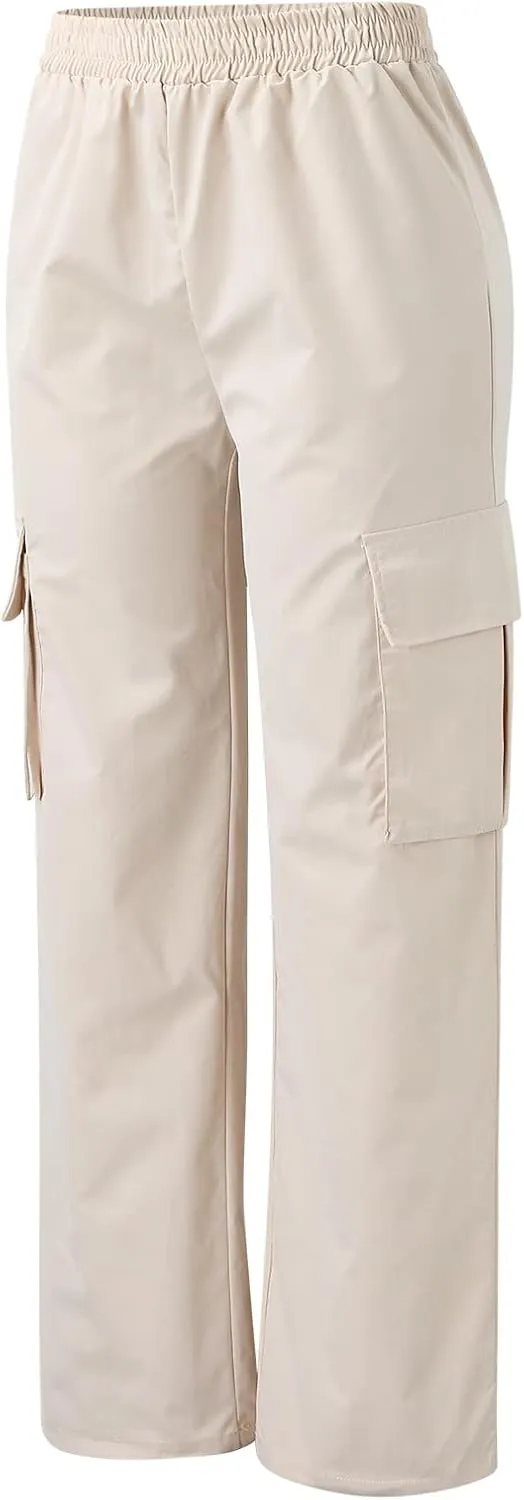 Ladies' Relaxed Trousers,Women's Belt-Free Wide Leg Pants High Waist Straight Cut Office Casual Trousers