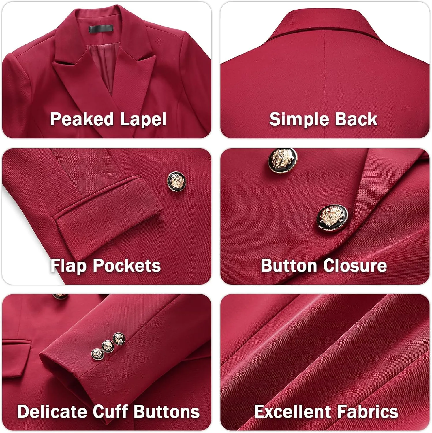 Lamgool Women's 2 Piece Set Double Breasted Blazer and Pants Suit Business Outfits for Work Office