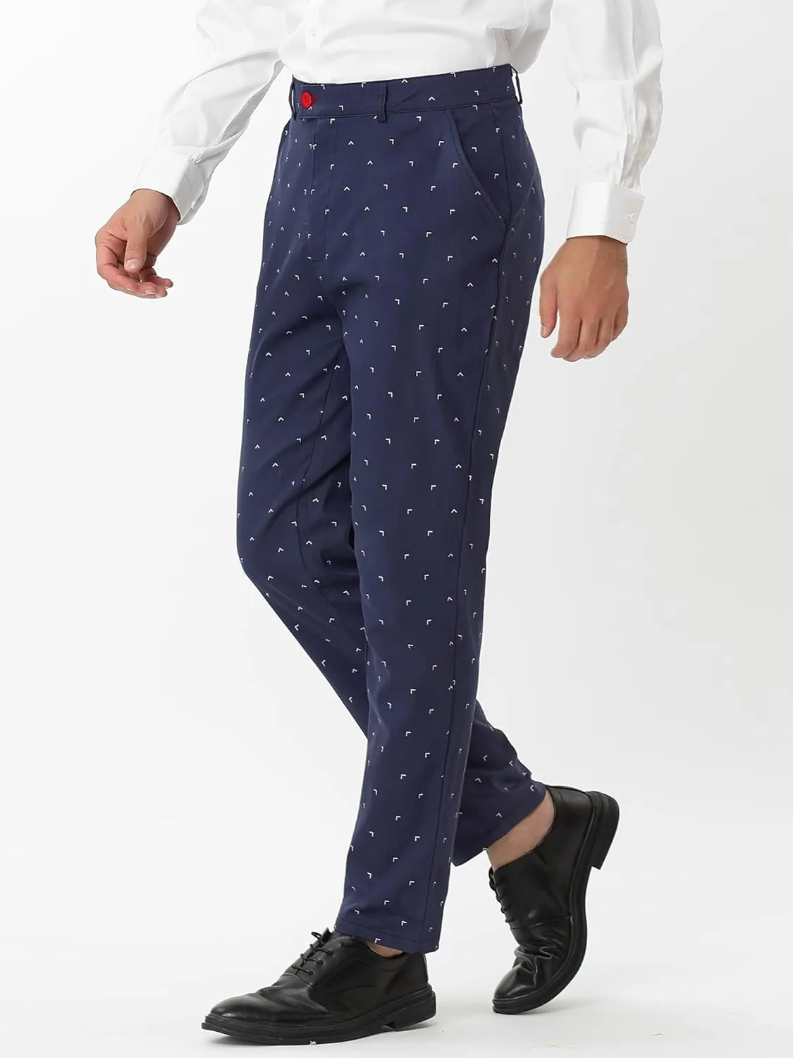 Lars Amadeus Men's Business Trousers Casual Printed Slim Fit Flat Front Chinos Dress Pants