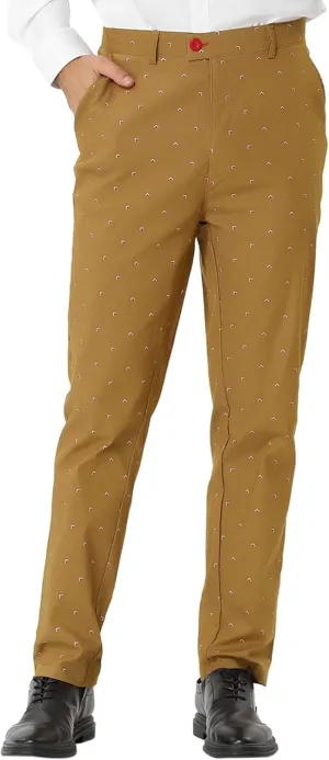 Lars Amadeus Men's Business Trousers Casual Printed Slim Fit Flat Front Chinos Dress Pants