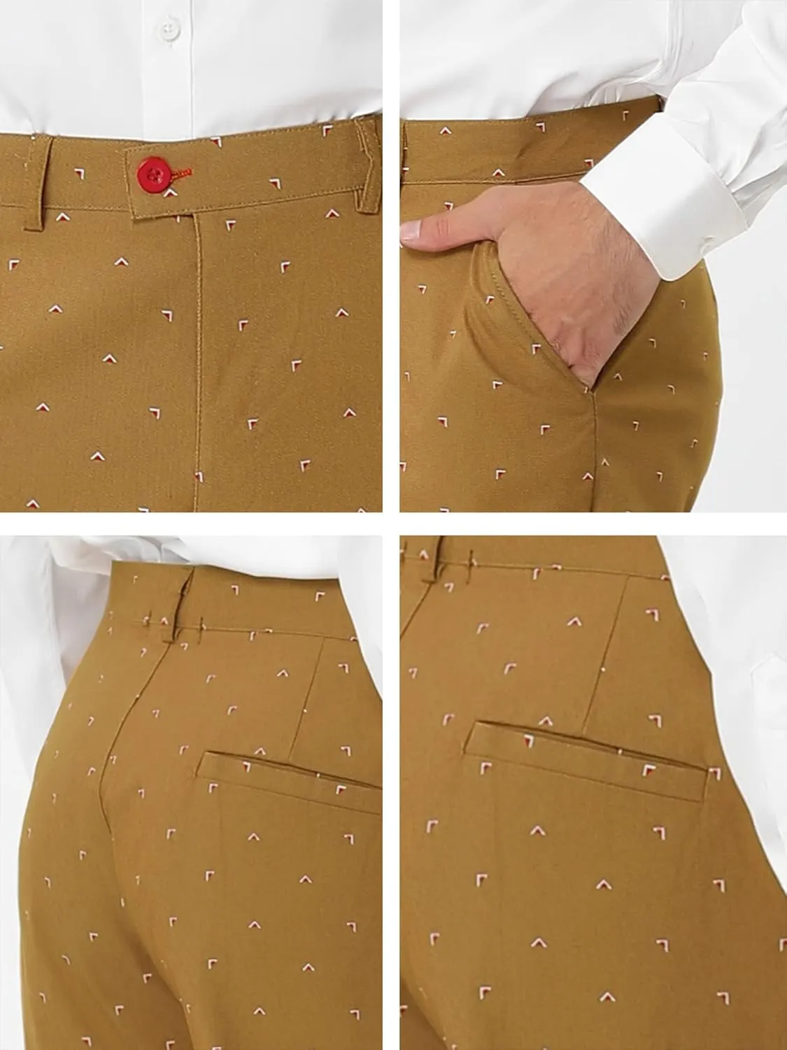 Lars Amadeus Men's Business Trousers Casual Printed Slim Fit Flat Front Chinos Dress Pants