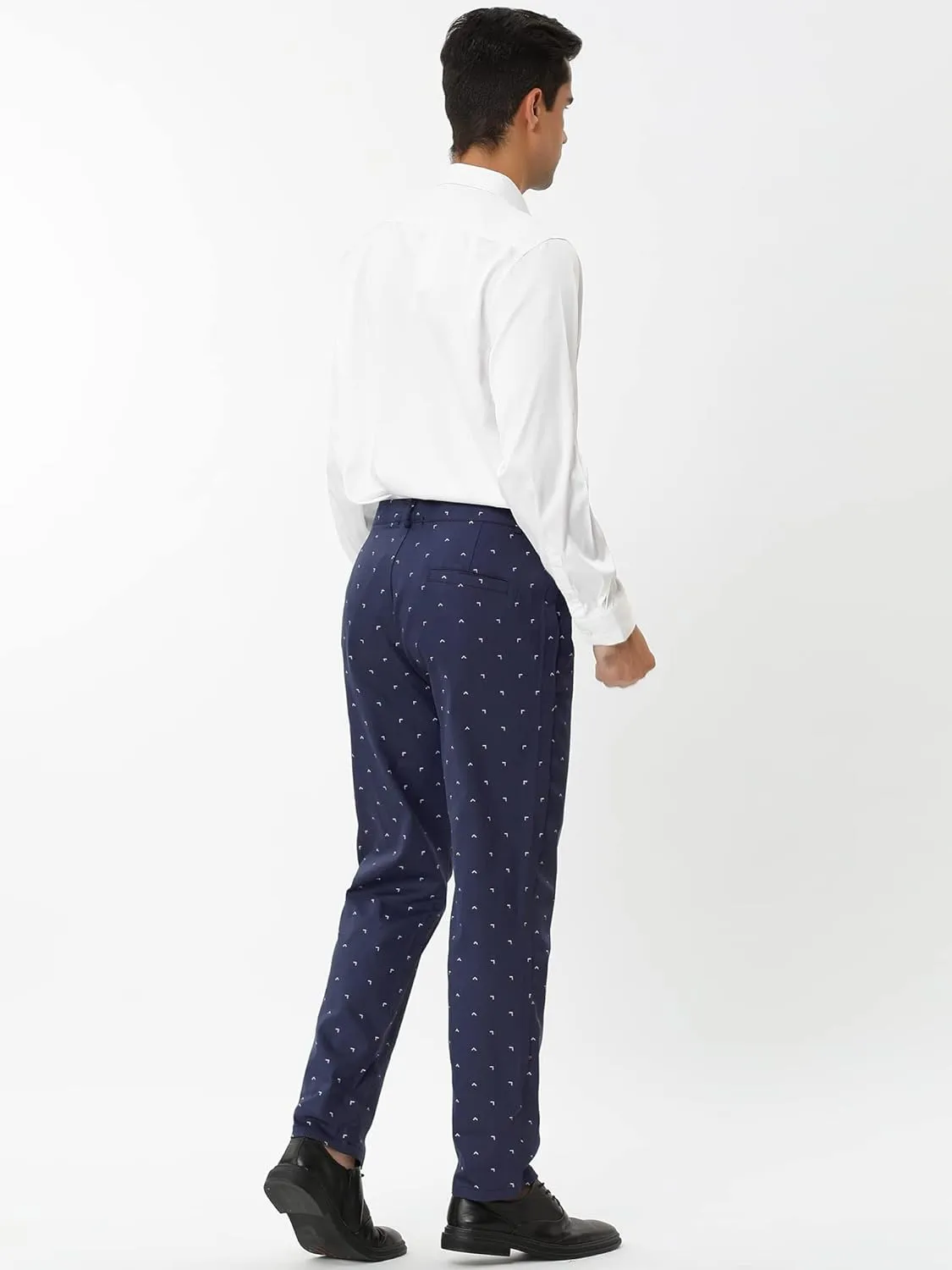 Lars Amadeus Men's Business Trousers Casual Printed Slim Fit Flat Front Chinos Dress Pants