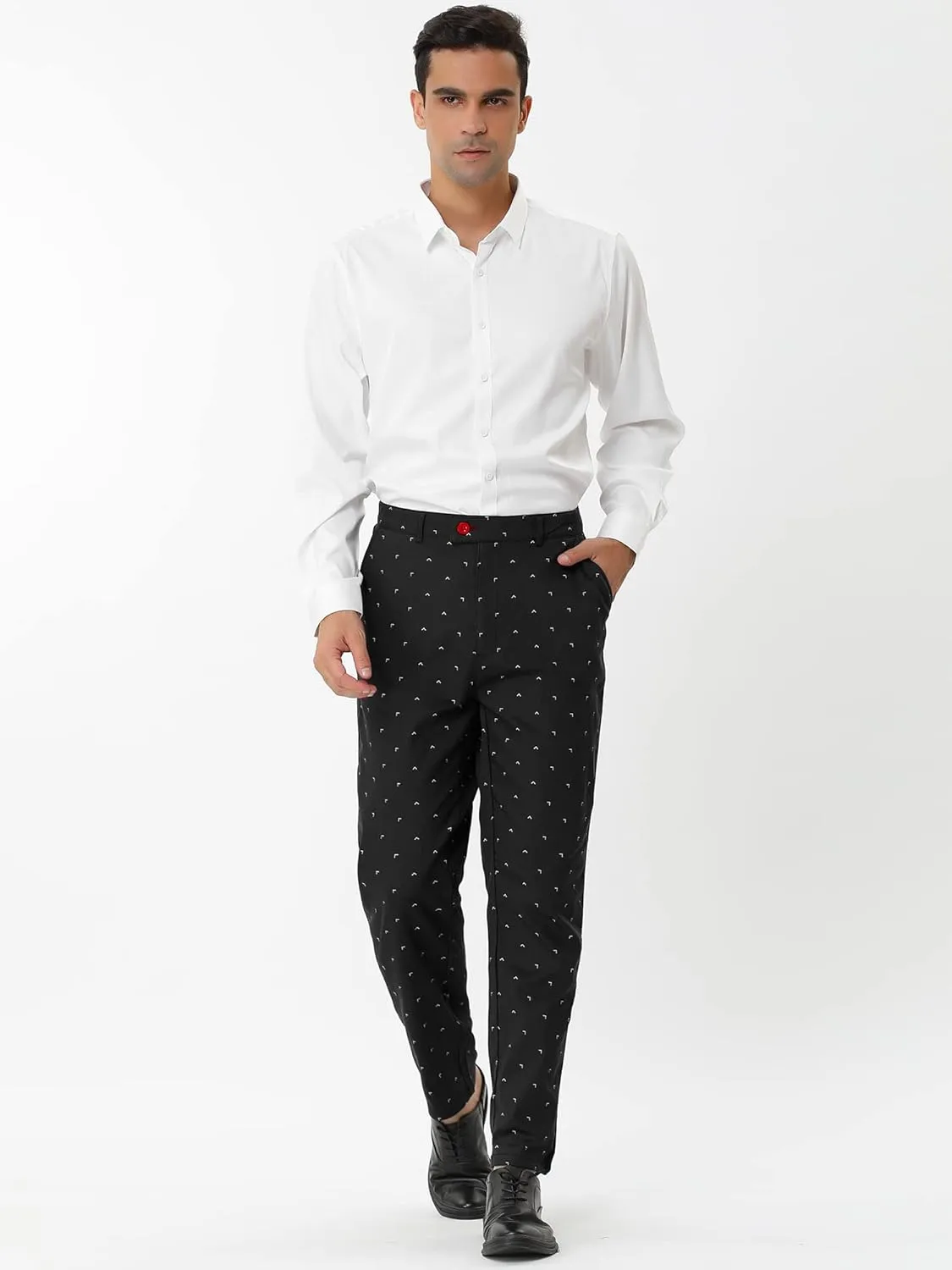 Lars Amadeus Men's Business Trousers Casual Printed Slim Fit Flat Front Chinos Dress Pants