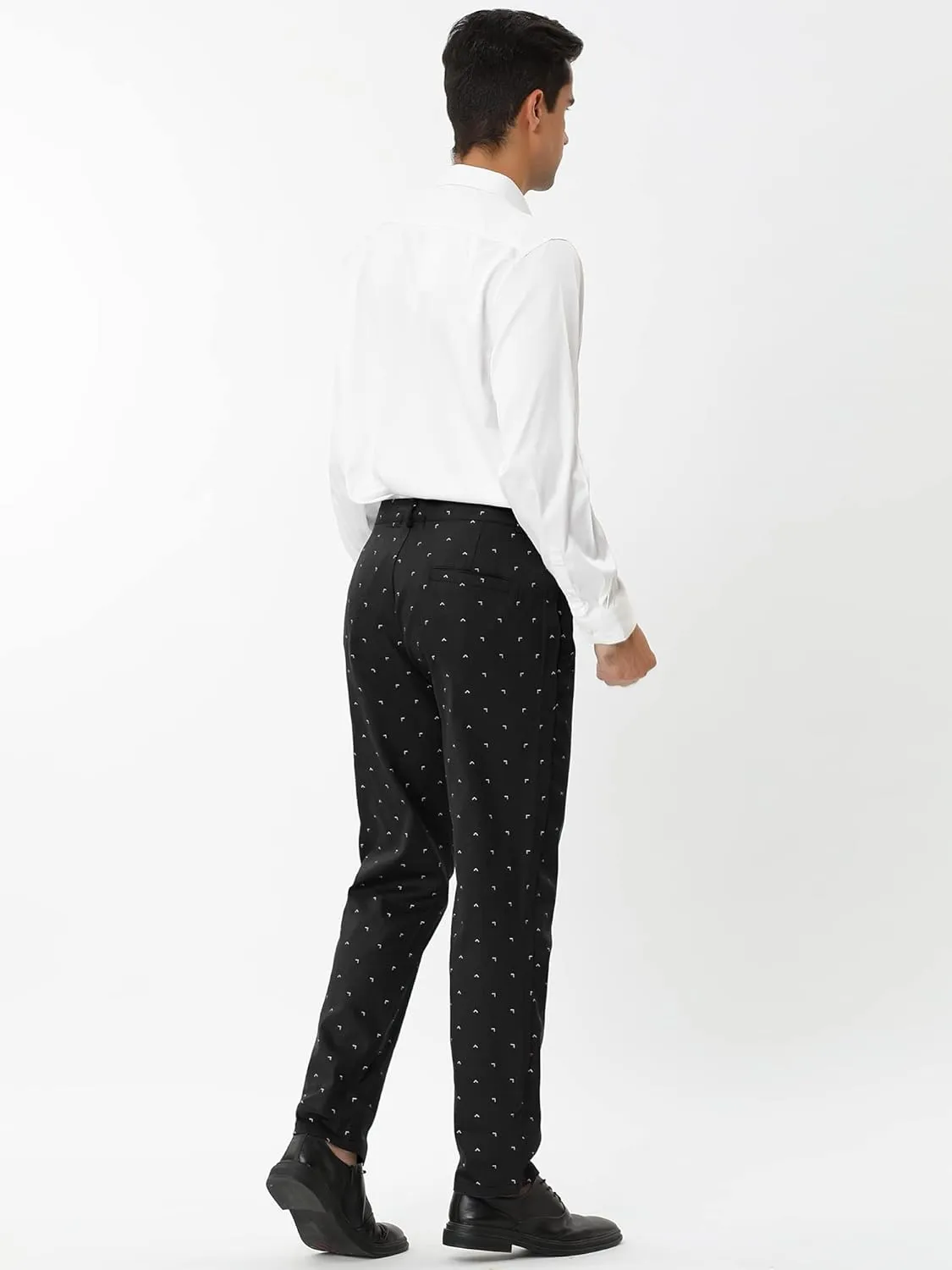 Lars Amadeus Men's Business Trousers Casual Printed Slim Fit Flat Front Chinos Dress Pants