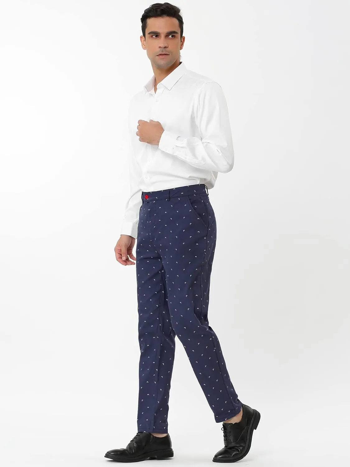 Lars Amadeus Men's Business Trousers Casual Printed Slim Fit Flat Front Chinos Dress Pants