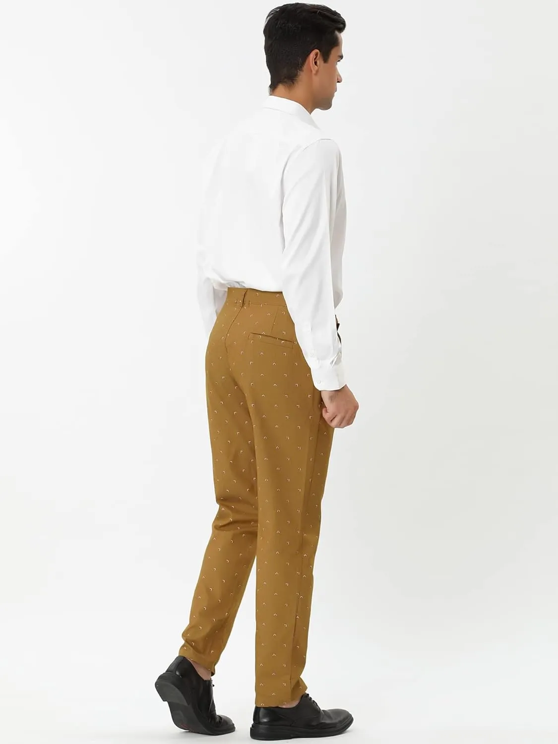 Lars Amadeus Men's Business Trousers Casual Printed Slim Fit Flat Front Chinos Dress Pants