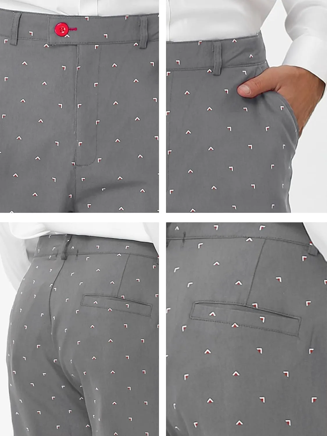 Lars Amadeus Men's Business Trousers Casual Printed Slim Fit Flat Front Chinos Dress Pants
