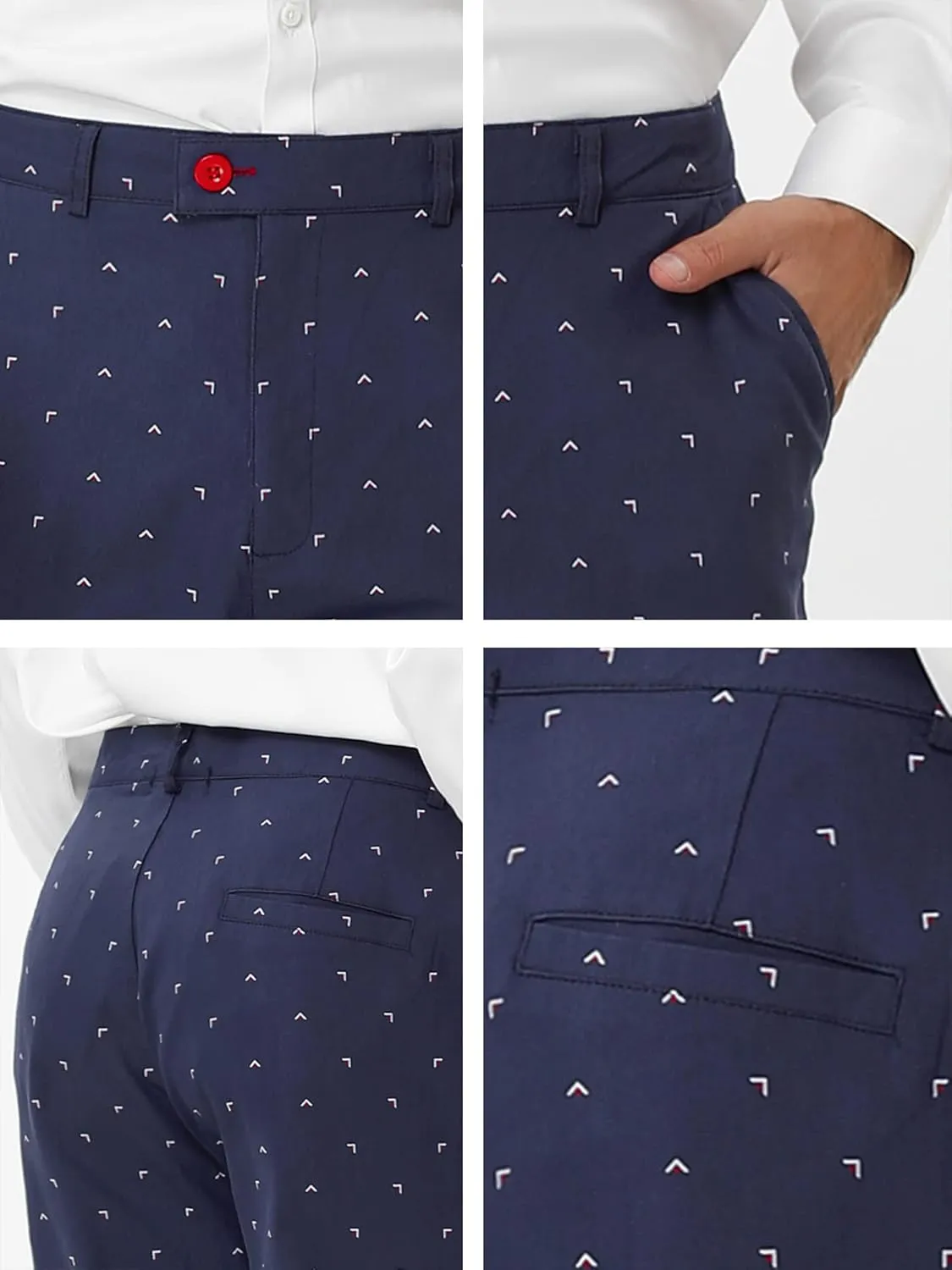 Lars Amadeus Men's Business Trousers Casual Printed Slim Fit Flat Front Chinos Dress Pants