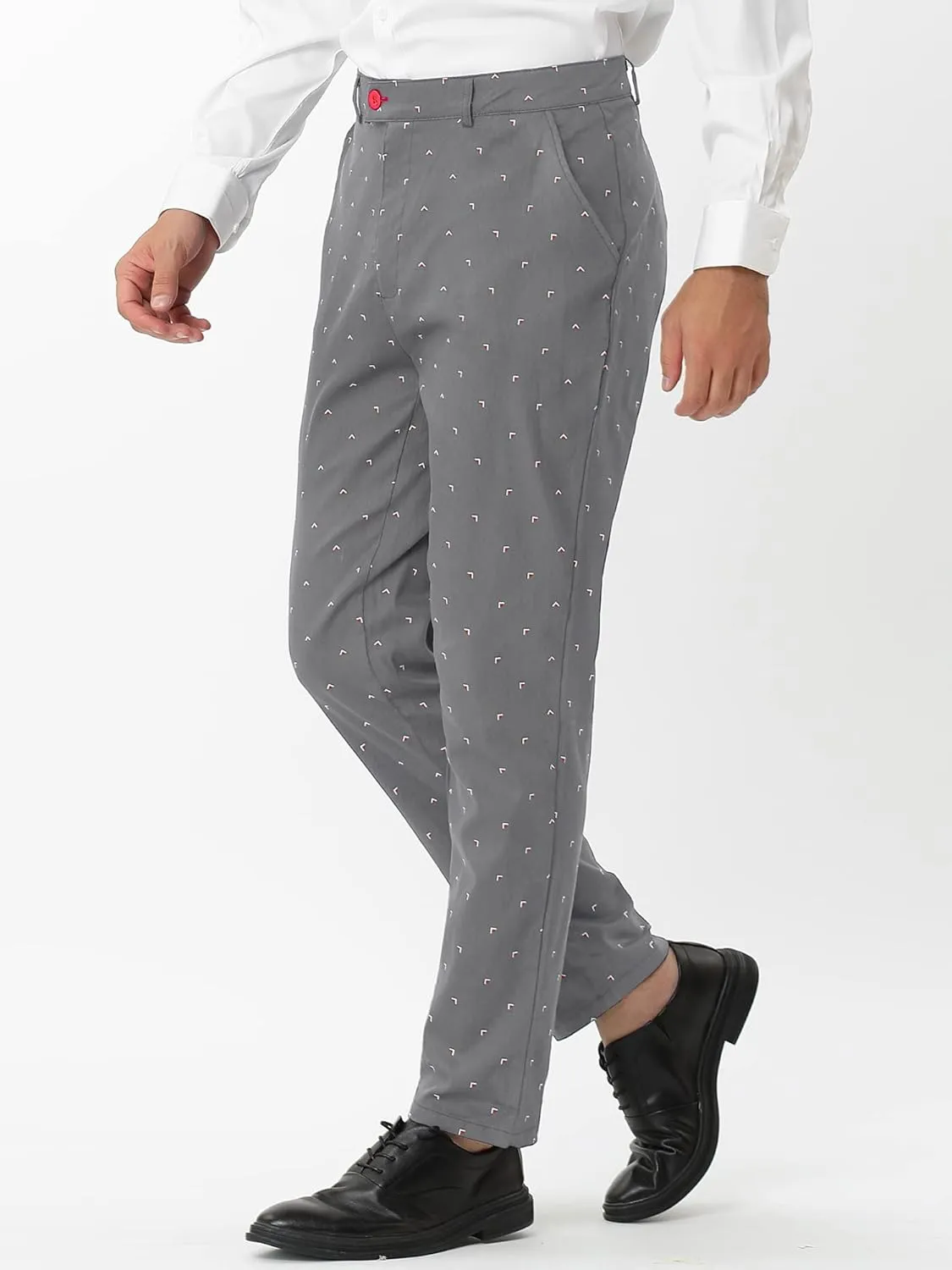 Lars Amadeus Men's Business Trousers Casual Printed Slim Fit Flat Front Chinos Dress Pants