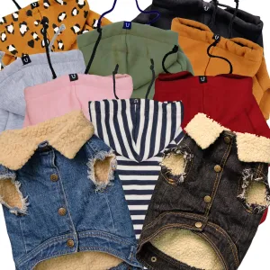 Layer Up! - Sherpa Denim dog vest   Dog Hoodie Set