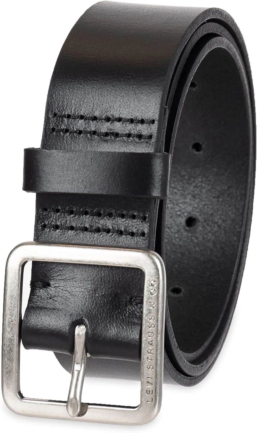 Levi's Women's Slim Casual Leather Jean Belt with Square Center Bar Buckle (Regular and Plus Sizes)
