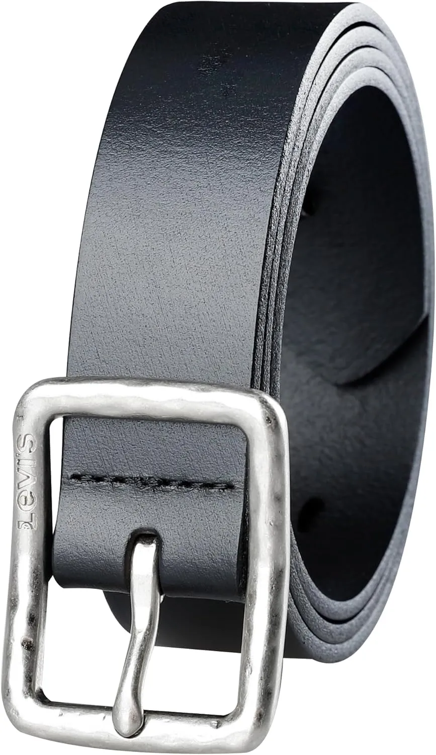 Levi's Women's Slim Casual Leather Jean Belt with Square Center Bar Buckle (Regular and Plus Sizes)